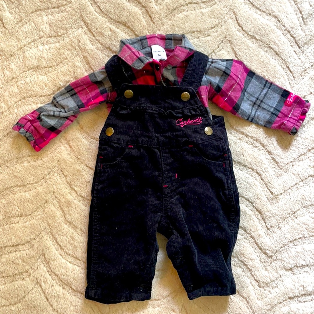 Carhartt baby girl overalls outfit - 3 months